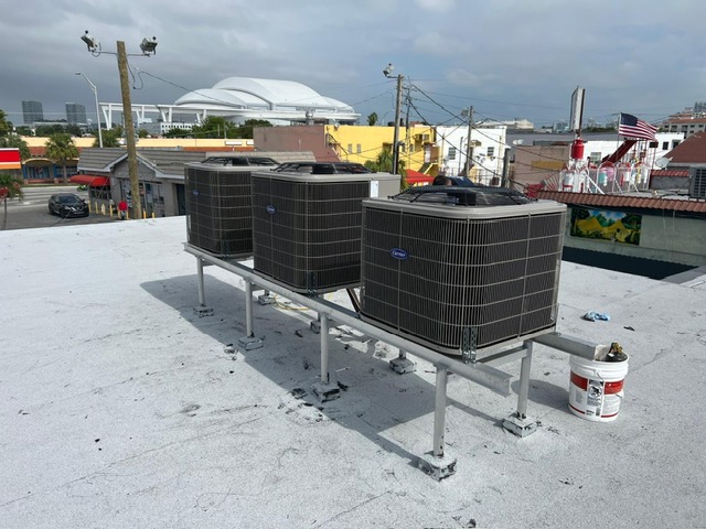 Rooftop HVAC unit installation